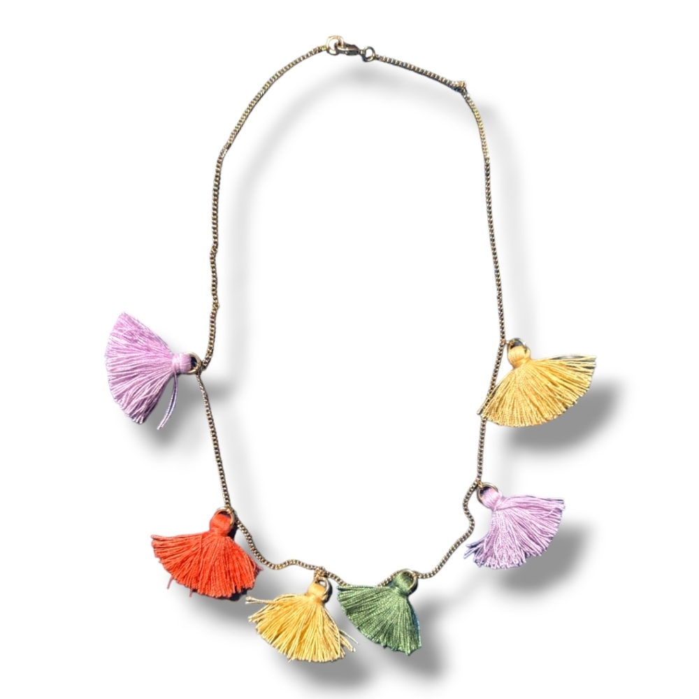 Gymboree Gold Tasseled Yellow/Orange/Green/Purple Necklace